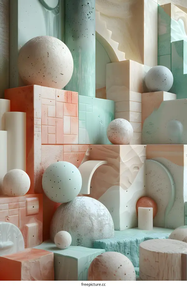 Still life of geometric shapes and soft colors