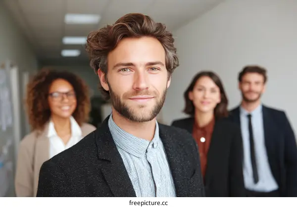 Business Team Portrait in Office Corridor