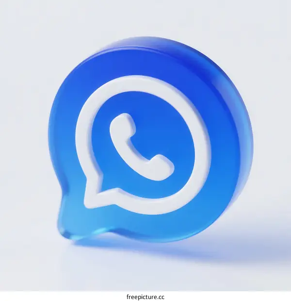 3D Rendered Blue Chat Bubble with White Phone Icon