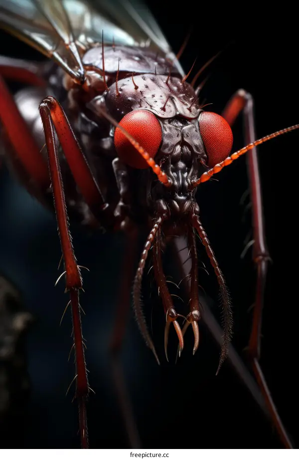 A Detailed Up-Close Macro Image of a Male Robber Fly