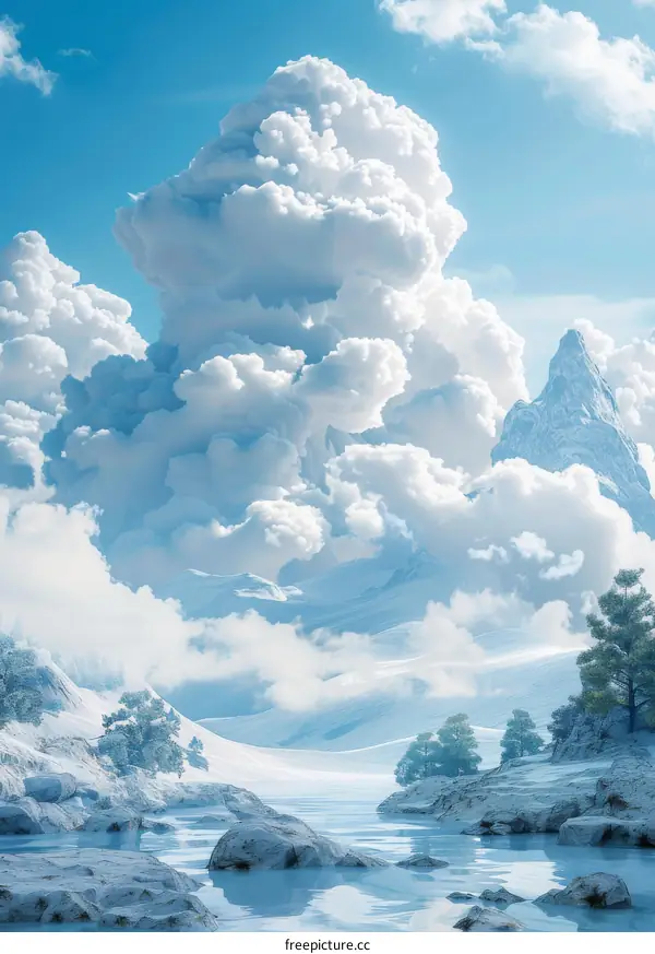 Winter Wonderland Mountain Landscape Illustration