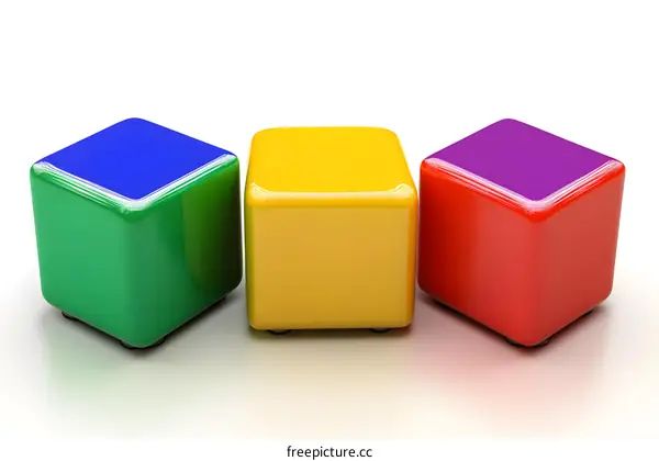 Three Colorful Cubes In A Row