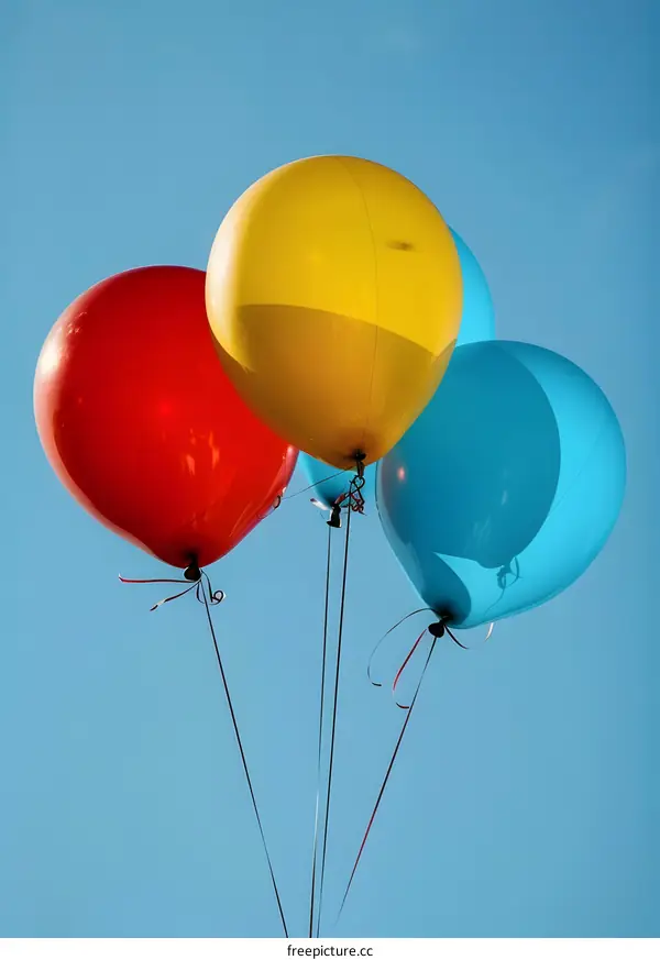 Three Balloons Against Blue Sky