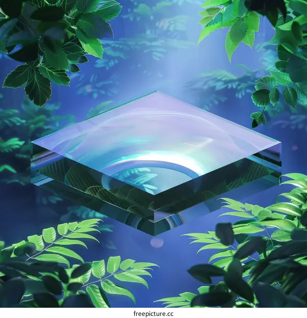 glass cube in the middle of a lush rainforest