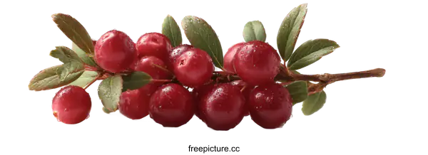 [Transparent Background PNG]Fresh Red Berries Clustered on a Branch