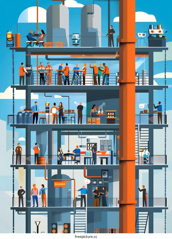 Modern Office Building With People Inside