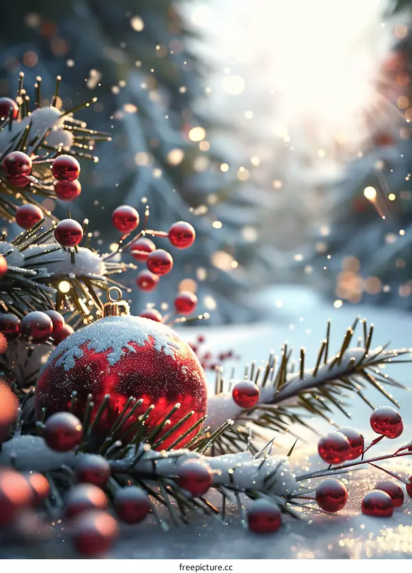 Red Christmas Ornament in the Snow