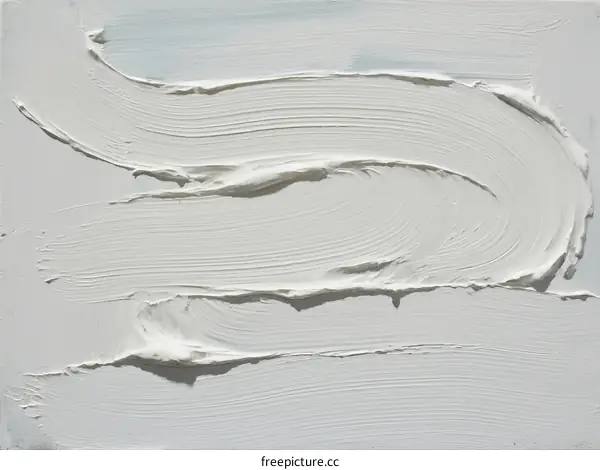 Abstract Painting with White Thick Brush Strokes on Canvas
