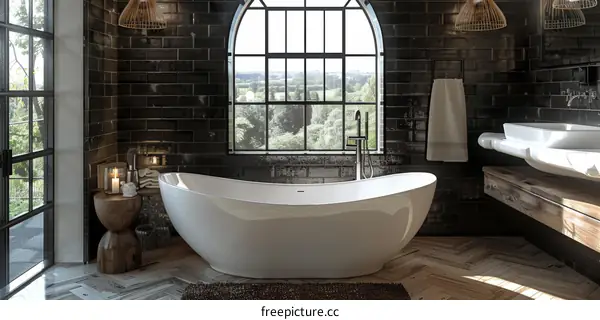 Modern Industrial Style Bathroom Design Illustration