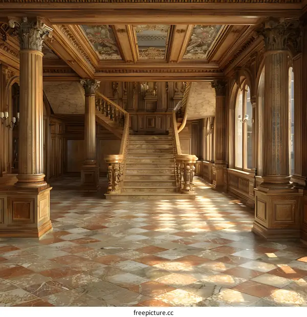 Grand Staircase in Ornate Hall