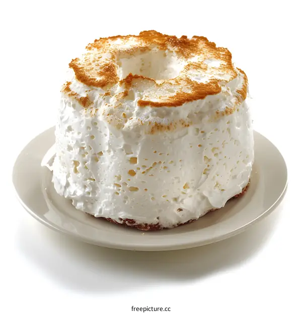 A delicious looking white cake on a white plate