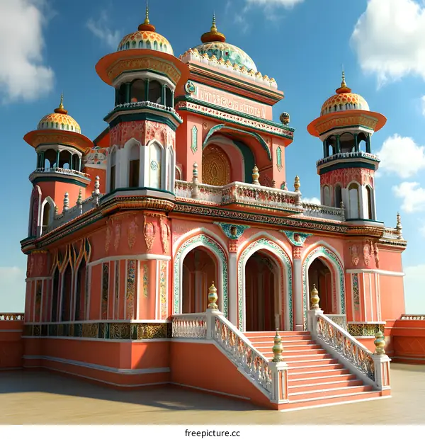 Beautiful Pink and Golden Palace Building