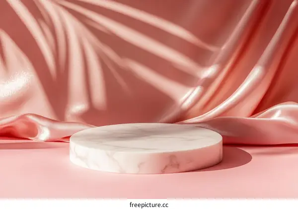 Elegant Pink Silk Fabric and Marble Display Stand