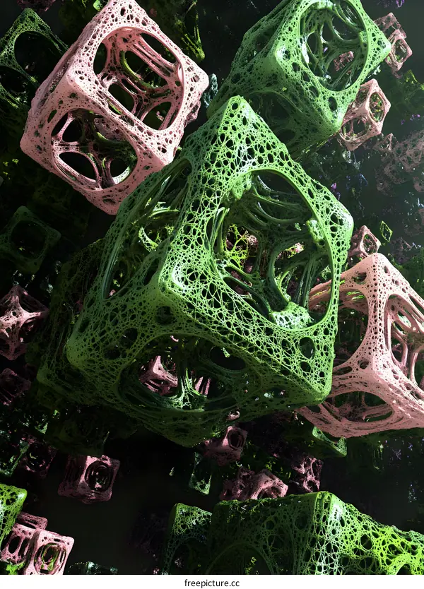 Abstract 3D Render of Interconnected Cubes