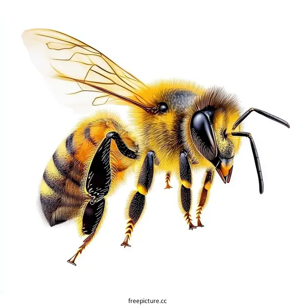 Detailed Illustration of a Honeybee