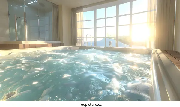 Luxury bathroom jacuzzi with a view