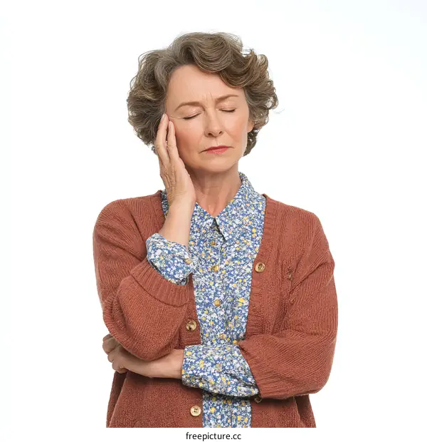 Thoughtful Senior Woman Studio Portrait