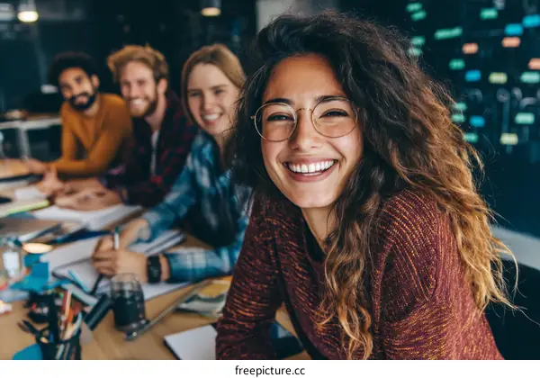 Diverse Group Smiling in Office Setting