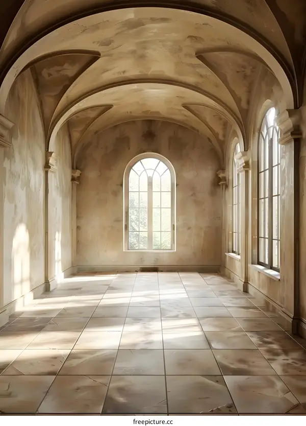 Old Room With Arched Ceiling and Windows