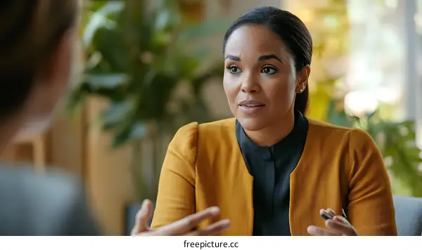 African American Woman Talking During a Meeting