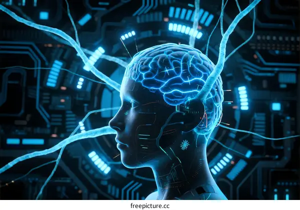 Digital Brain Neural Connections with Circuit Background