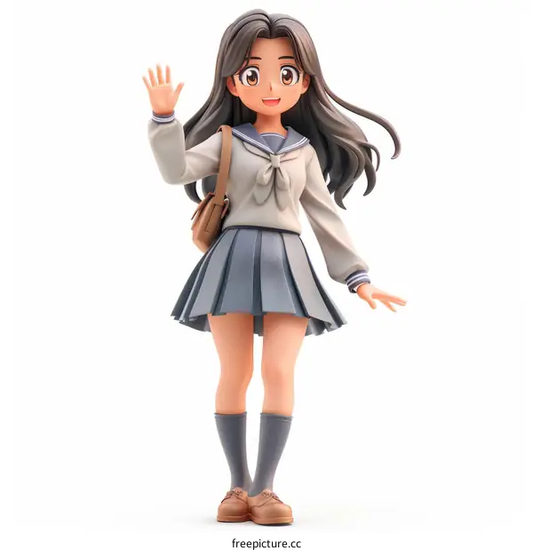 A Japanese school girl wearing a seifuku uniform