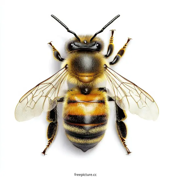 Detailed Close-up of a Honeybee