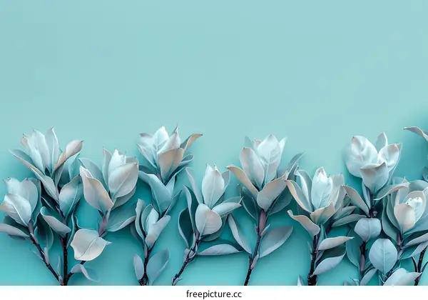 Minimalist Floral Arrangement on Blue Background