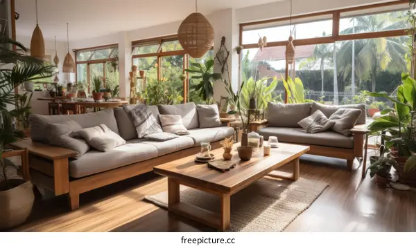 Bright and Airy Living Room With Plants