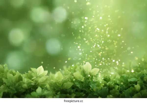 Fresh Spring Green Nature Background with Sparkling Light
