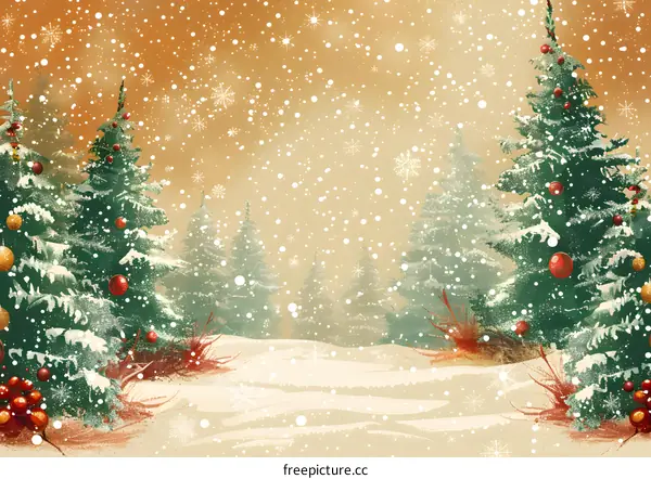 Christmas Snow Scene Illustration