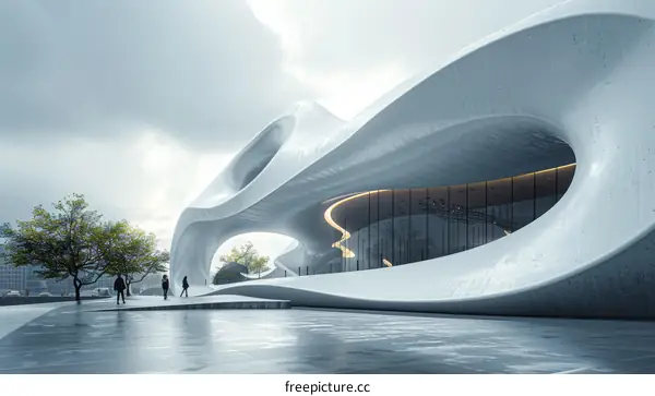 Futuristic Architectural Design with Graceful Curves