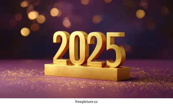 Golden 2025 New Year Illustration