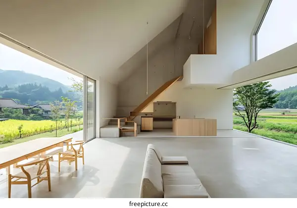 Modern Japanese House with Large Windows and Open Floor Plan