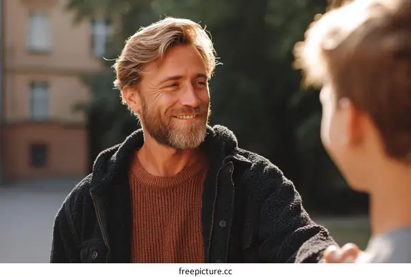 Outdoor Conversation Between Two Adults