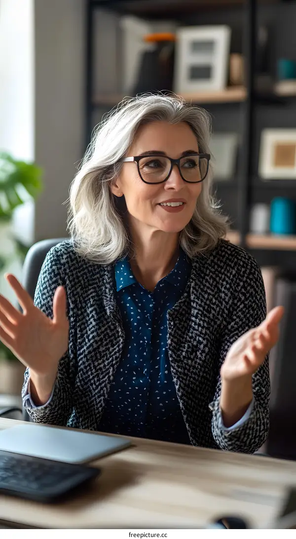 Woman In Glasses Talking During Video Chat