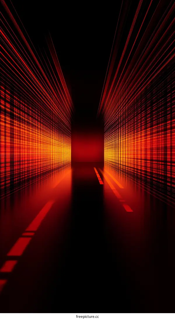 Abstract Red Tunnel Pathway Illustration