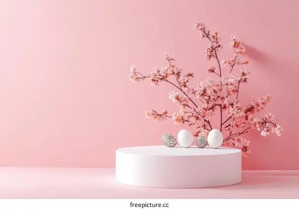 Elegant Pink Easter Scene with Blossoms
