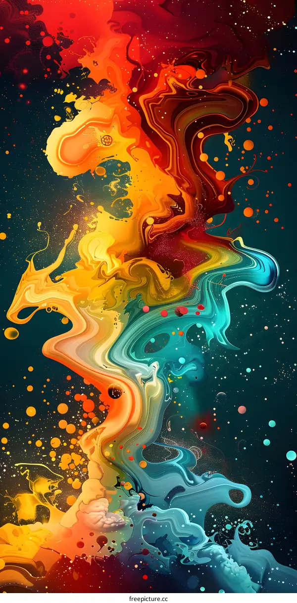 Colorful liquid splash in space