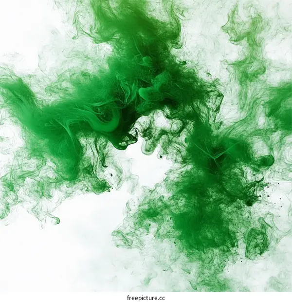 Abstract Green Ink Flowing Art