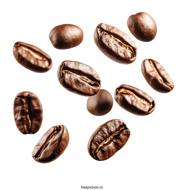 [Transparent Background PNG]Coffee Beans in Motion on White Background