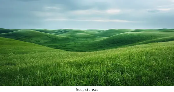 Serene Green Hills Under a Cloudy Sky