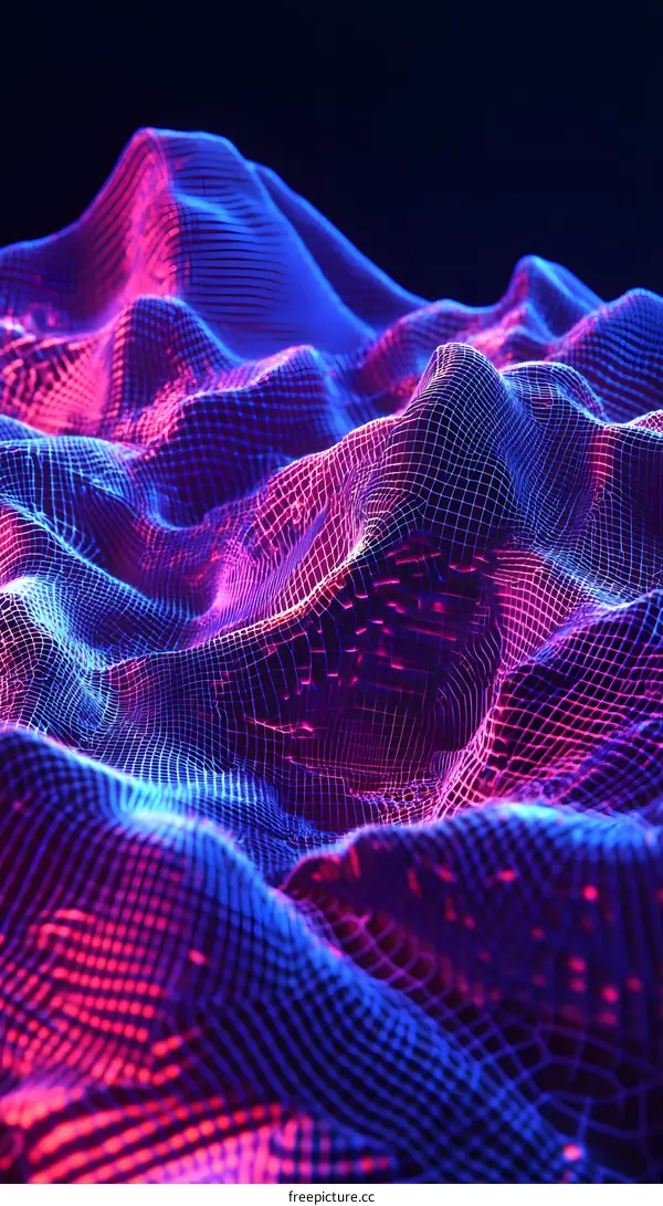 Abstract Digital Neon Landscape Background