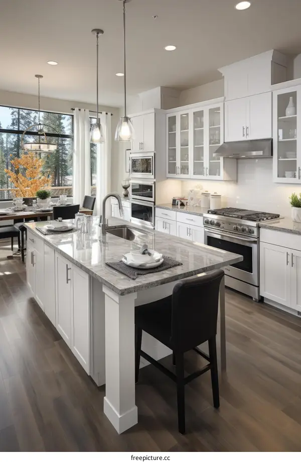 Modern Kitchen Design With White Cabinets and Stainless Steel Appliances