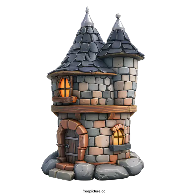 [Transparent Background PNG]Medieval Stone Tower Illustration