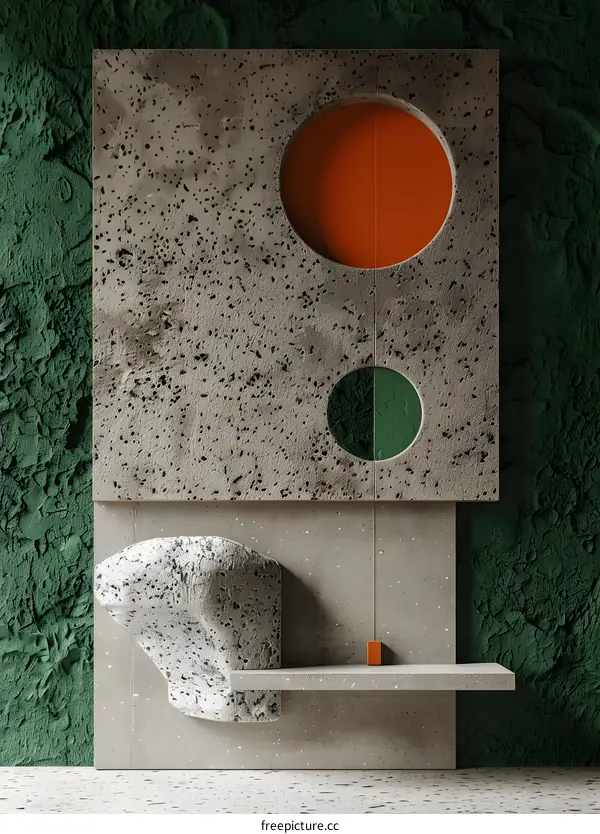 Abstract Geometric Shapes Minimalist Concrete Wall Background