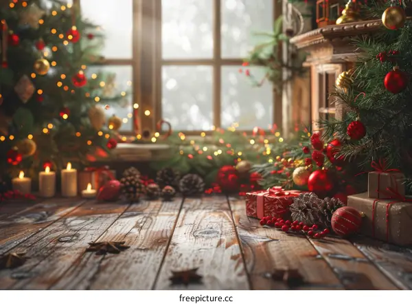 Christmas Festive Fireplace and Tree