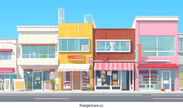 Colorful Storefront Buildings Illustration