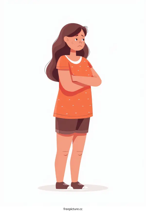 Illustration of a girl standing with crossed arms