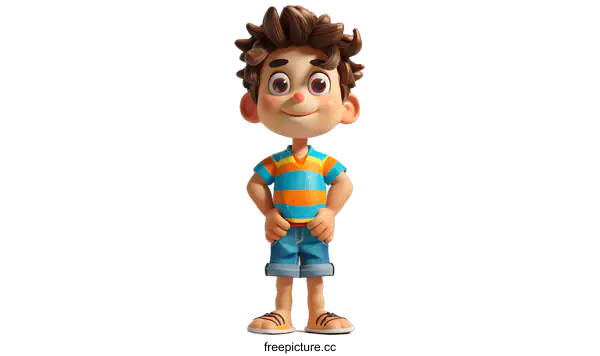 [Transparent Background PNG]3D rendering of a cute cartoon boy
